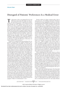 Disregard of Patients' Preferences Is a Medical Error