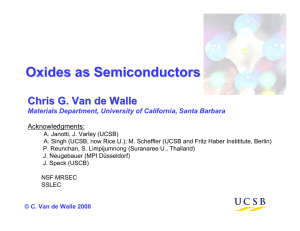 Oxides as Semiconductors - University of California, Santa Barbara
