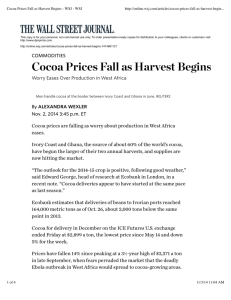 Cocoa Prices Fall as Harvest Begins - WSJ