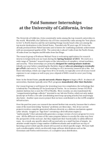 Paid Summer Internships at the University of California, Irvine