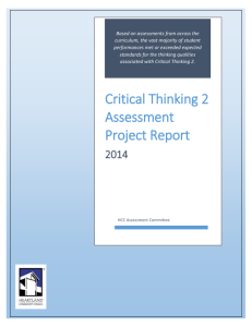 Critical Thinking 2 Assessment Project Report