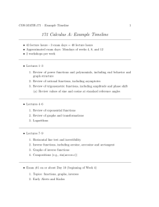 171 Calculus A: Example Timeline