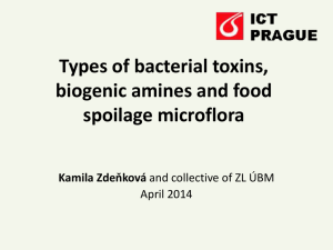 Types of bacterial toxins, biogenic amines and food