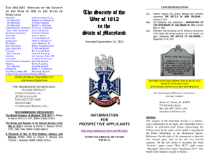 Brochure - Society of the War of 1812 in Maryland