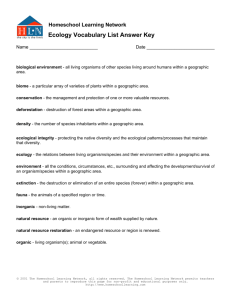 Ecology Vocabulary List Answer Key