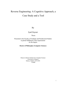 Reverse Engineering: A Cognitive Approach, a Case Study and a Tool