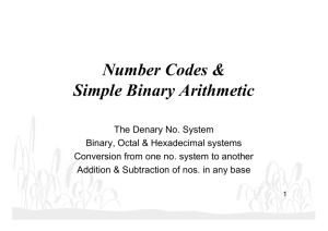 Number Codes & Simple Binary Arithmetic