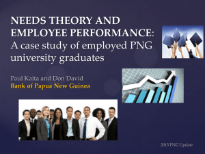 NEEDS THEORY AND EMPLOYEE PERFORMANCE: A case study