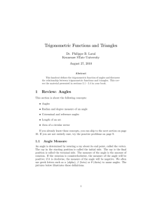 Trigonometric Functions and Triangles
