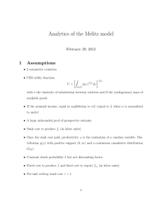 Analytics of the Melitz model