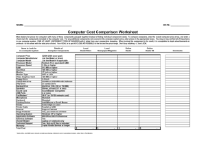 Computer Cost Comparison Worksheet