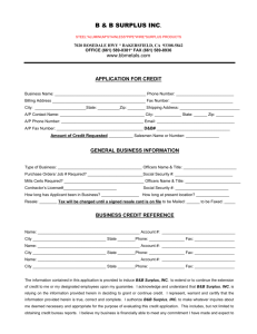 APPLICATION FOR CREDIT