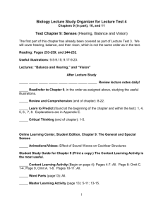Biology Lecture Study Organizer for Lecture Test 4 Text Chapter 9