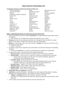 Study guide for the Homeostasis Unit