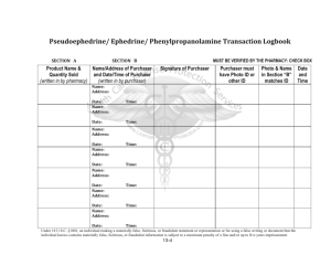 Ephedrine/ Phenylpropanolamine Transaction logbook