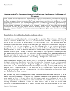 Starbucks Coffee Company Strategic Initiatives - Corporate-ir