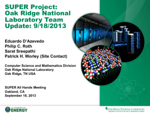 SUPER Project: Oak Ridge National Laboratory