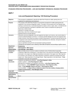 Line and Equipment Opening / Oil Draining Procedure