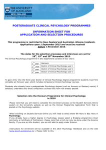 Clinical Psychology Information Sheet 2016