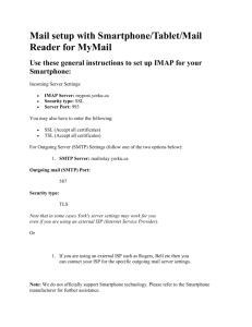 Mail setup with Smartphone/Tablet/Mail Reader for MyMail Use