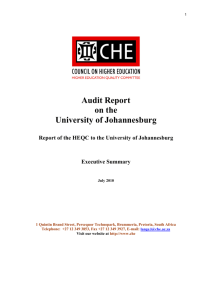 Audit Report on the University of Johannesburg