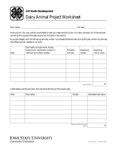 4H Youth Development - Dairy Animal Project Worksheet