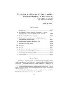 Restitution in a Contractual Context and the Restatement (Third) of