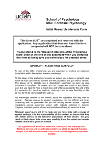 School of Psychology MSc. Forensic Psychology