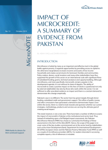 Impact of microcredit A summary of evidence from Pakistan