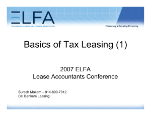 Basics of Tax Leasing (1) - Equipment Leasing & Finance Association