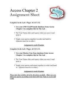 Access Chapter 2 Assignment Sheet