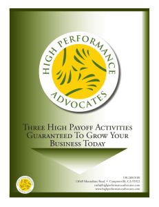 Three High Payoff Activities Guaranteed To Grow Your Business