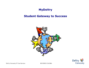 MyDeVry Student Gateway to Success