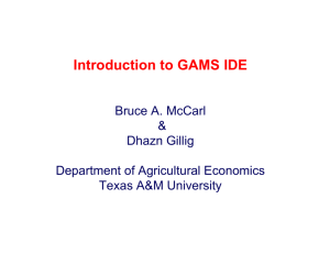 GAMS IDE - Department of Agricultural Economics