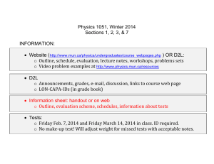 Physics 1051, Winter 2014 Sections 1, 2, 3, & 7 INFORMATION: o