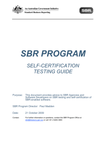 SBR Program Self-Certification Testing Guide