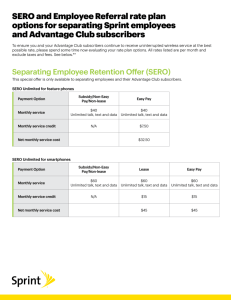 SERO and Employee Referral rate plan options for separating Sprint