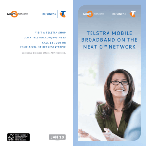 TelsTra Mobile broadband on The nexT G™ neTwork