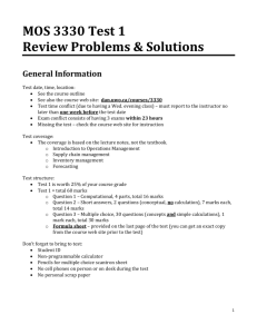 Test 1 Review Problems and Solutions