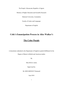 Celie's Emancipation Process in Alice Walker's The Color Purple