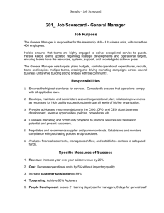 Topgrading Sample Job Scorecard -Sample 1