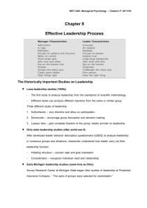 Chapter 9 - Effective Leadership Process