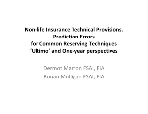 Non-life Insurance Technical Provisions. Prediction Errors for