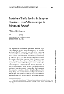 Hellmut Wollmann: Provision of Public Services in European