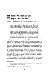 Party Polarization and Legislative Gridlock - Baruch College