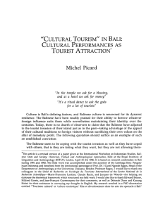 "CULTURAL TOURISM" IN BALI: CULTURAL PERFORMANCES AS