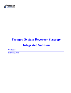 Paragon System Recovery Sysprep- Integrated Solution