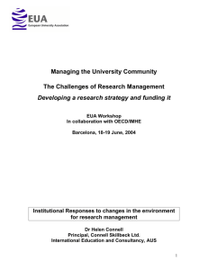 Institutional Responses to changes in the environment for research