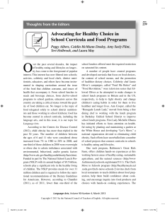 Thoughts from the Editors: Advocating for Healthy Choice in School