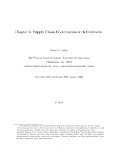 Chapter 6: Supply Chain Coordination with Contracts 1
